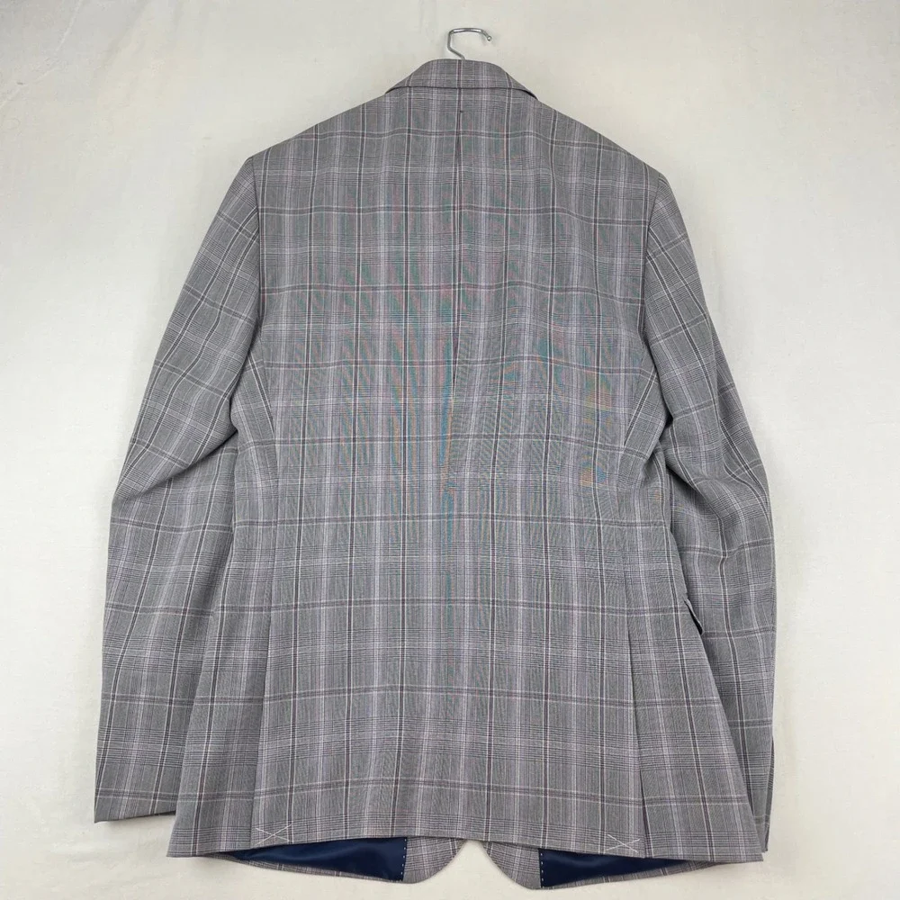 Graham & Co Plaid Blazer 40L & Express Photographer Pants 30x32 Burgundy Suit